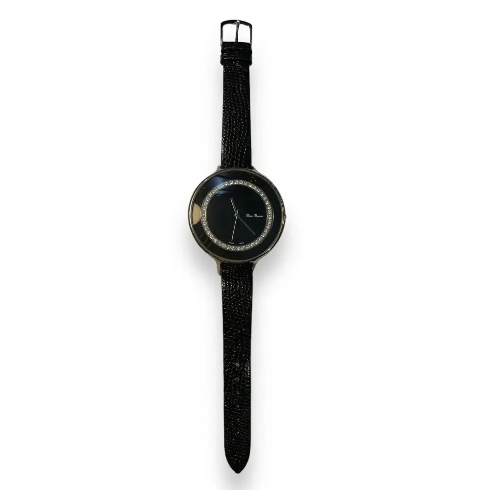 Rhinestone Decorated Large Faced Ladies WatchWristwatch by Peire Bernie